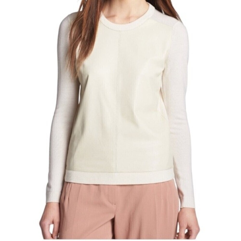 Theory Yulia L Lambskin Wool Sweater in Cream Size XS/P